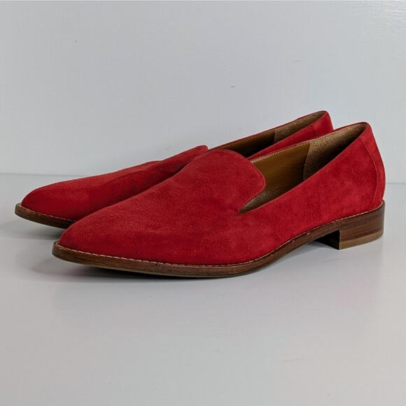 AQUATALIA Golda Loafers Women's 8.5 Red Suede Flats Pointy Toe Slip On - Picture 13 of 13